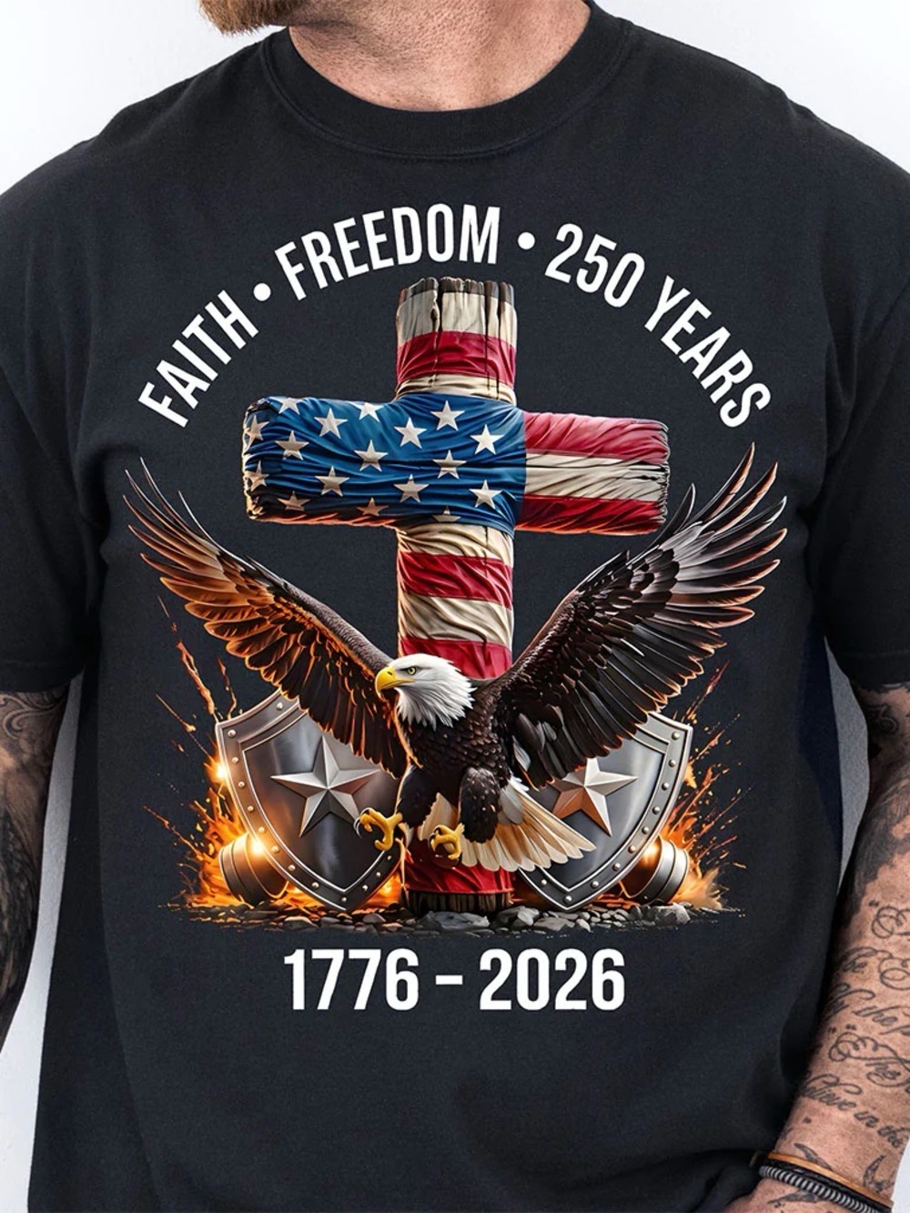 250 USA Aniversary T-shirt patriotic New S M L XL USA unisex (S)